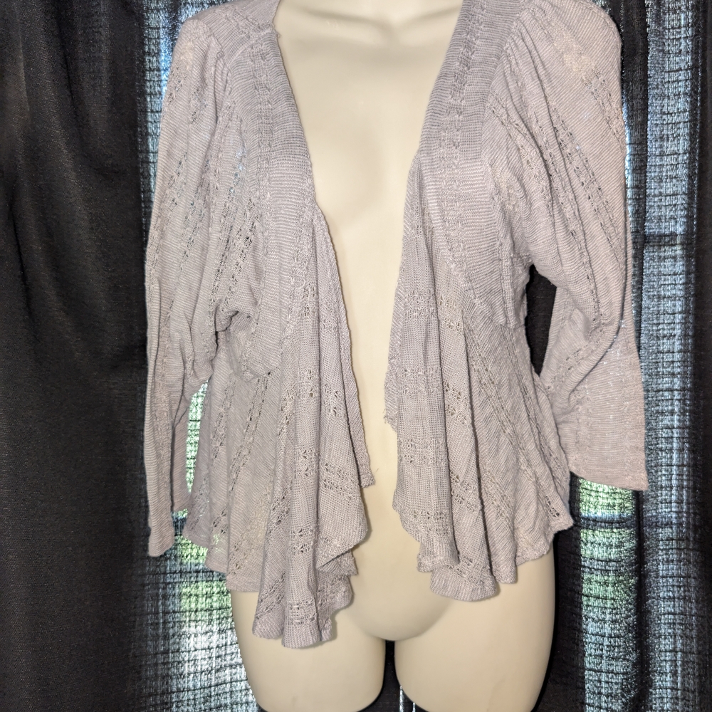 Eyeshadow Women's Light Gray Open-Front Cardigan